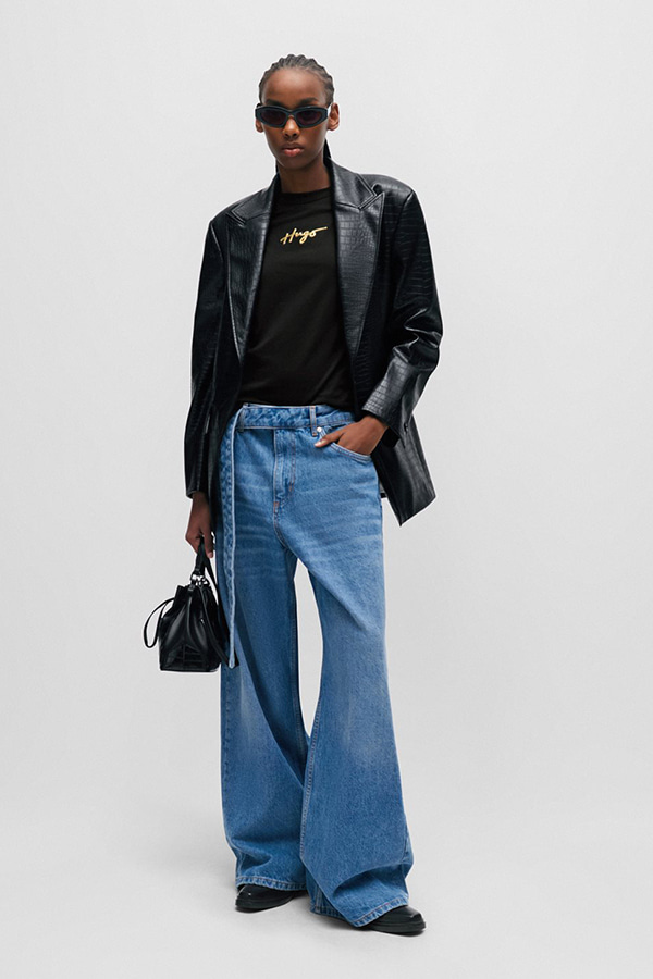 ΜΠΛΟΥΖΑ T-SHIRT HUGO - 001 ΜΑΥΡΟ